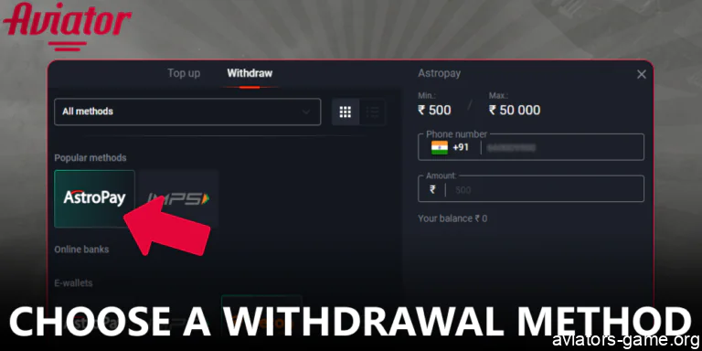 Choose an Aviator withdrawal method